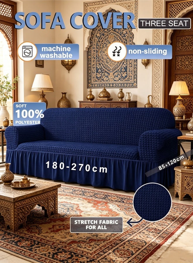 Arabest sofa cover 3 seater Super Stretchable Wrinkle-free Full Coverage Couch Slipcover Exquisitely Detailed Slip Flexible Resistant Jacquard Sofa Cover Blue Combination Material 140-280cm - Image 1