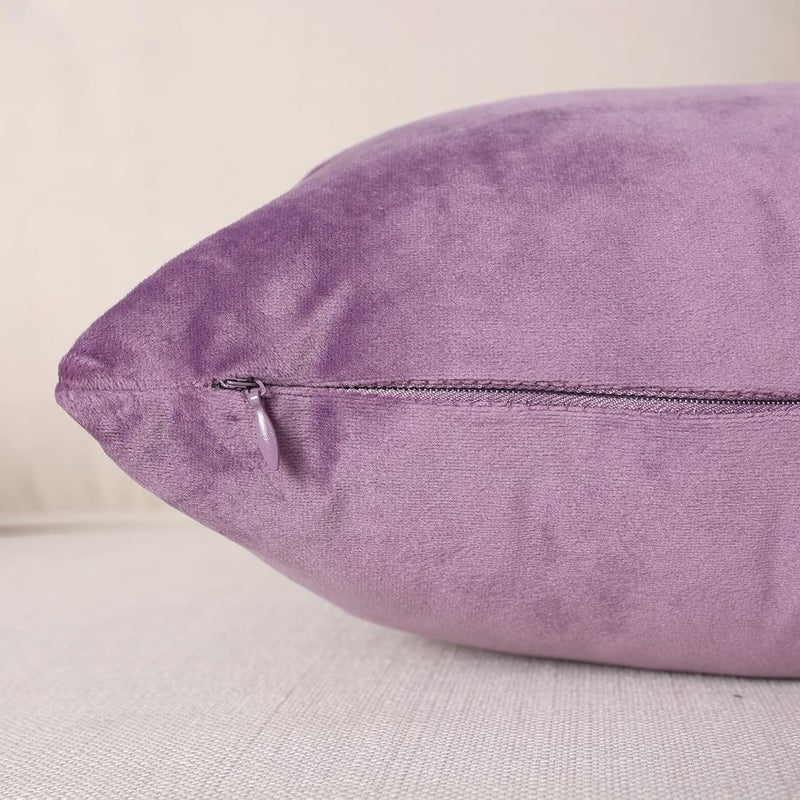 MZPSO Pack of 2, Velvet Super Soft Solid Decorative Square Throw Pillow Covers Set Cushion Case for Sofa Bedroom Car 12 x 20 Inch 30 x 50 cm Purple - Image 4