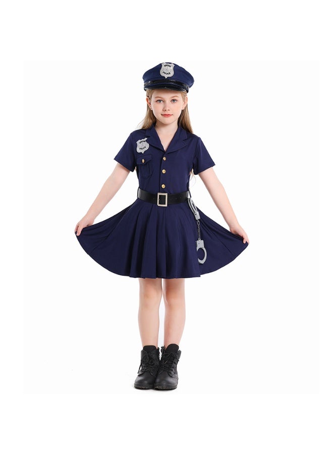 NIBEMINENT A dark blue and black policewoman dress for girls' career experience clothing - Image 1