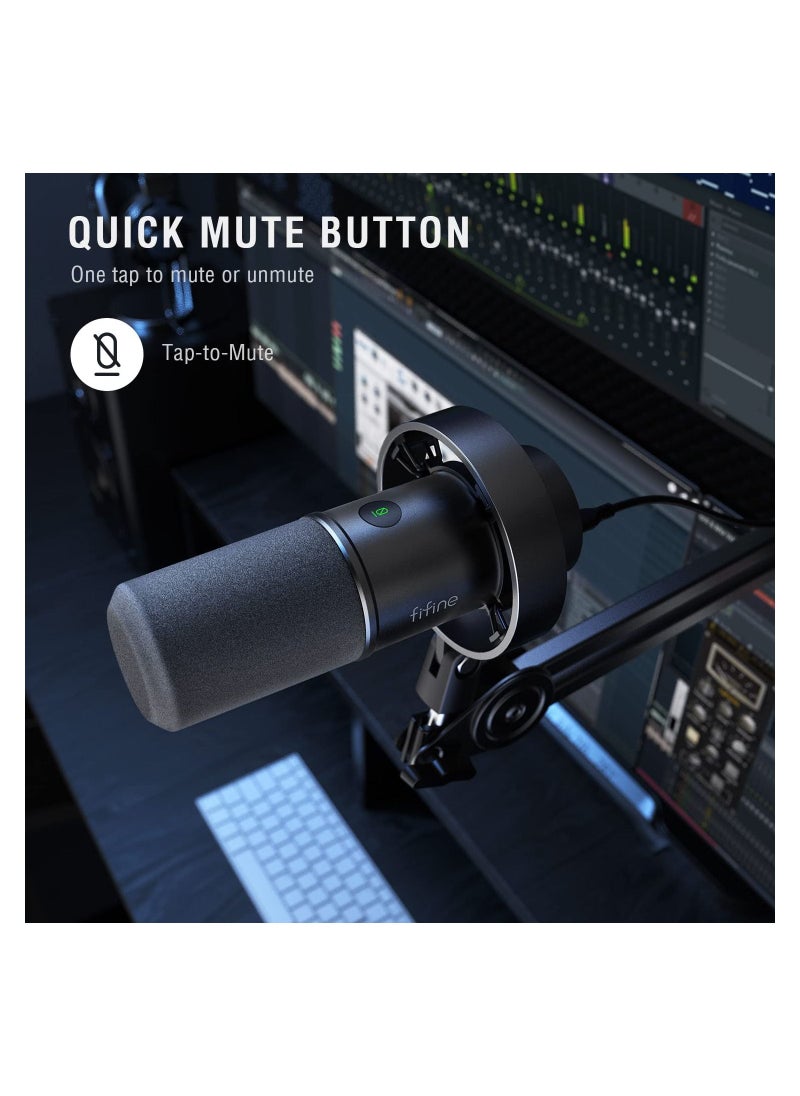 FIFINE - Dynamic Microphone, XLR/USB Podcast Recording PC Microphone for Vocal Streaming Voice-Over Gaming, Metal Mic with Mic Mute, Headphone Jack, Monitoring Volume Control, Windscreen-Amplitank K688 - Image 1