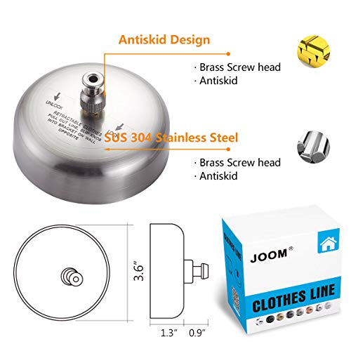 JOOM Retractable Clothesline Stainless Steel Heavy Duty 9Feet(MAX) for Hanging Drying in Bathroom Laundry Hotels, Chrome Finish,Round Style (Brushed Nickel) - Image 3