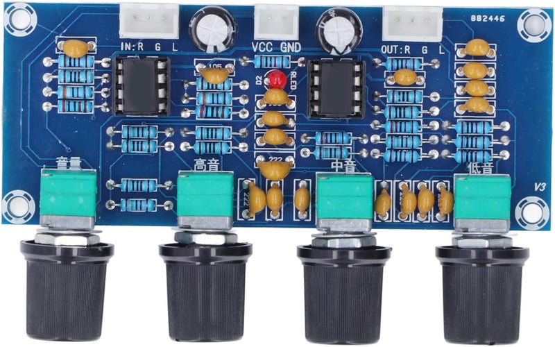 Keenso Compact Preamp Module NE5532 Dual Channel Preamplifier Board DC 12V‑24V Efficient Audio Preamp Module for Digital Amplifier Enjoyment, Ideal for High, Medium, and Bass Adjustment, Reliable - Image 1