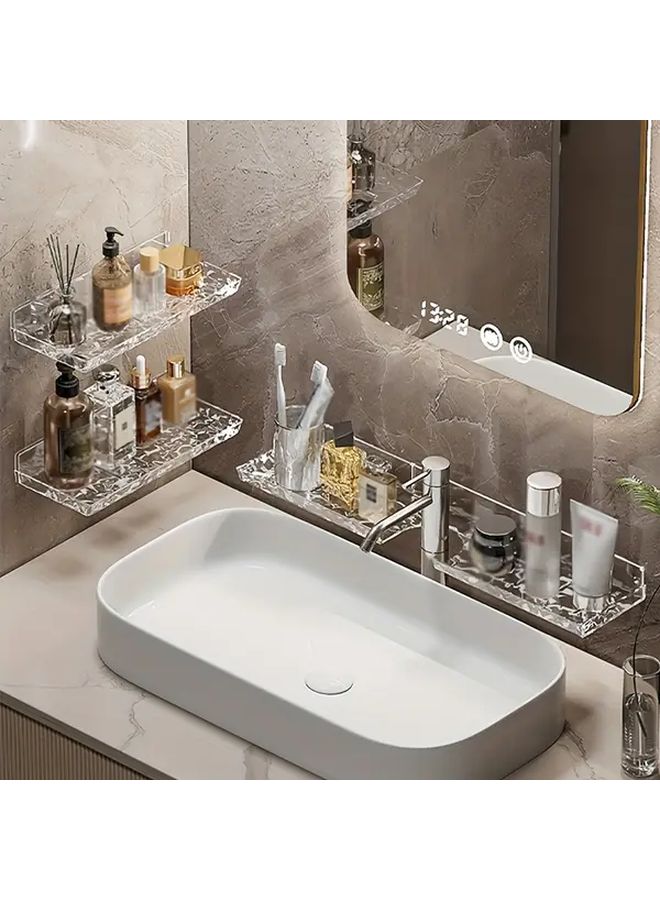 Large Size Wall Mounted Bathroom Sink Shelf With Hollow Drainage Design Plastic Organizer - Image 2