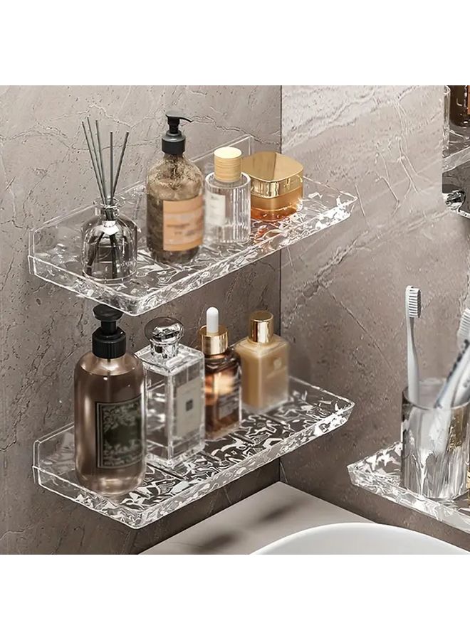 Large Size Wall Mounted Bathroom Sink Shelf With Hollow Drainage Design Plastic Organizer - Image 5