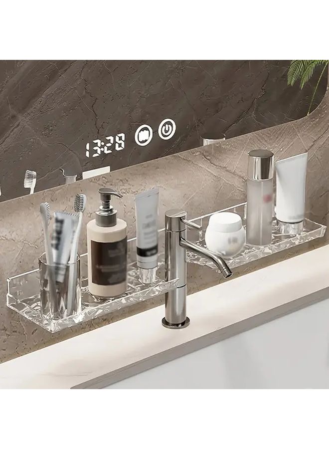 Large Size Wall Mounted Bathroom Sink Shelf With Hollow Drainage Design Plastic Organizer - Image 1