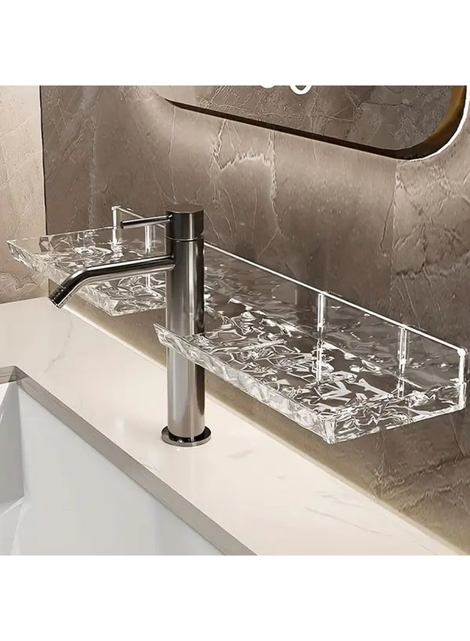 Large Size Wall Mounted Bathroom Sink Shelf With Hollow Drainage Design Plastic Organizer - Image 3