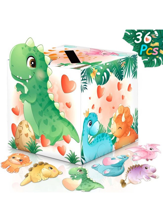 algpty 36Pack Dinosaur Kids Valentines Day Cards and Dinosaur Card Holder Box - Image 1