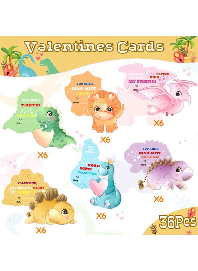 algpty 36Pack Dinosaur Kids Valentines Day Cards and Dinosaur Card Holder Box - Image 3