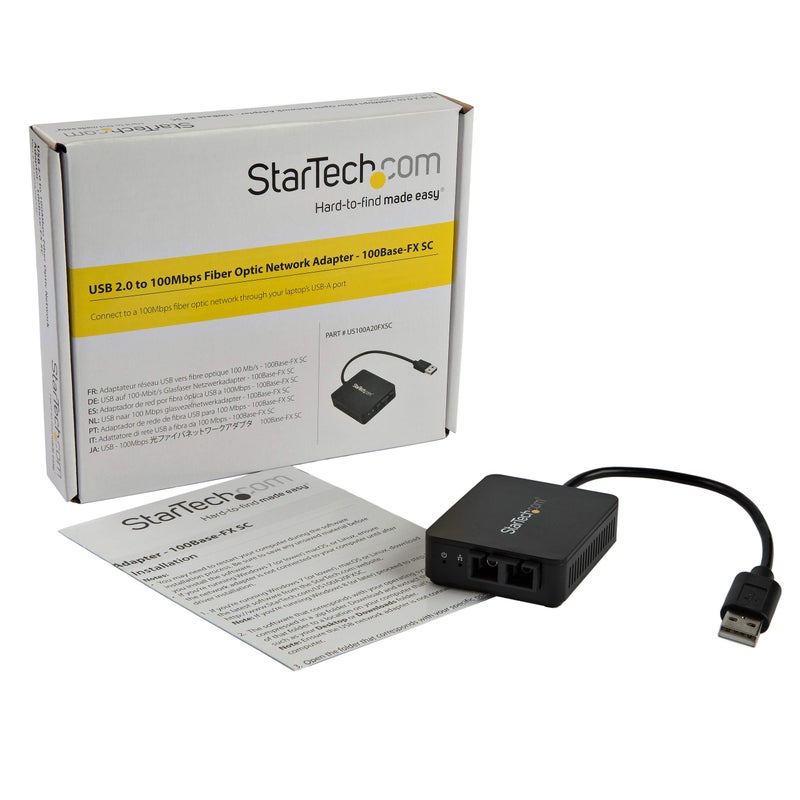 StarTech.com USB to Fiber Optic Converter - 100Mbps - USB 2.0 to Fiber Network Adapter - 100Base-FX SC Female Duplex Multimode Fiber/MMF Compatible - 2Km - Compact USB to Fiber LAN (US100A20FXSC) - Image 4