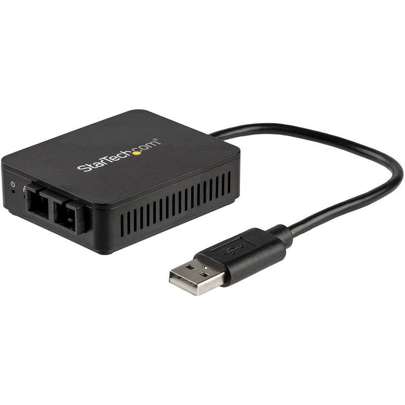 StarTech.com USB to Fiber Optic Converter - 100Mbps - USB 2.0 to Fiber Network Adapter - 100Base-FX SC Female Duplex Multimode Fiber/MMF Compatible - 2Km - Compact USB to Fiber LAN (US100A20FXSC) - Image 1