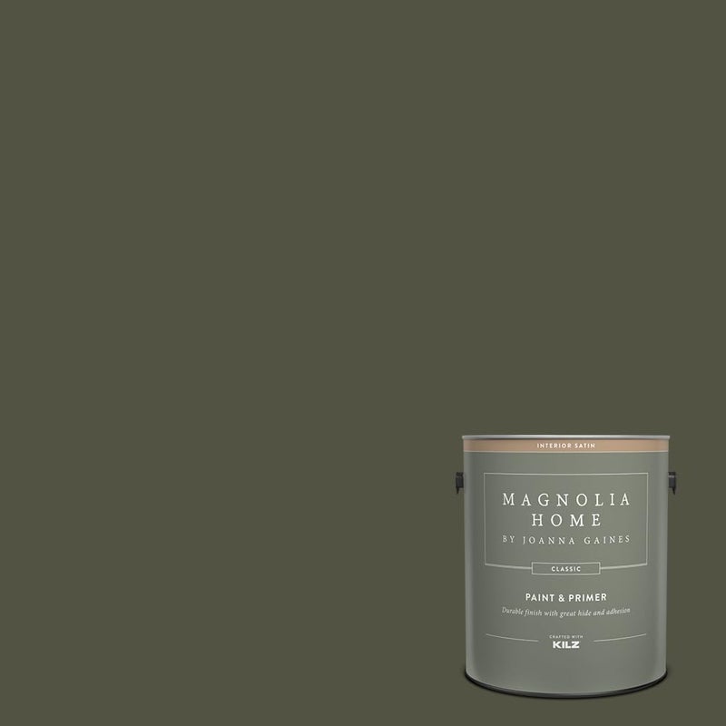 KILZ Magnolia Home by Joanna Gaines Classic Interior Wall, Ceiling, Trim Paint and Primer, Satin Finish, 1 Gallon - STEP STOOL GREEN - Image 1