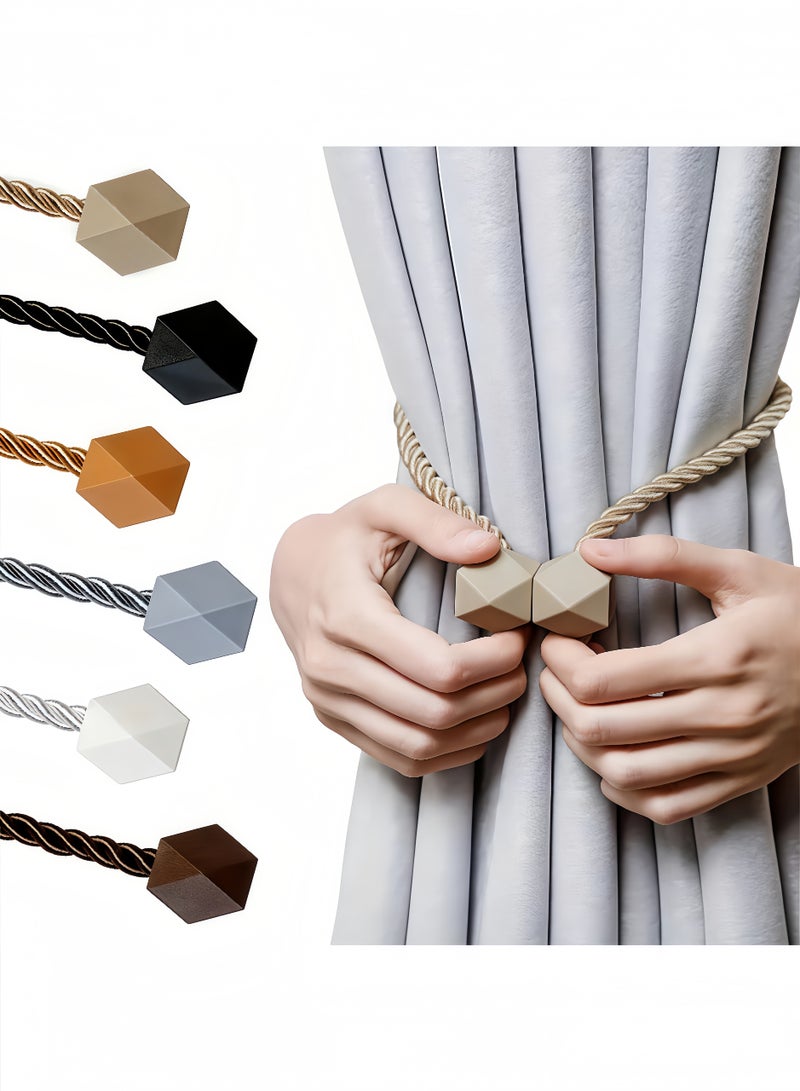 Peachjoy Magnetic Curtain Tiebacks- with a Thicker Twist Rope and Strong Magnet Tieback Window Treatment Holdbacks Draperies Holders Decorative Drape Handmade Curtain Tie Back 