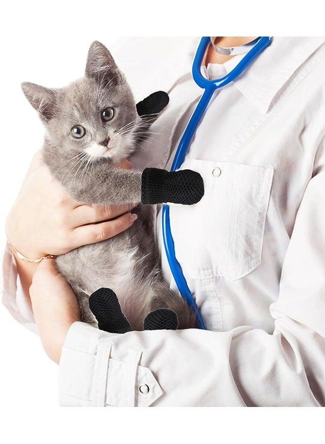 ZVEV Cat Boots, 4 Packs cat claw covers, Black Anti Scratch Cat Mittens, Breathable Mesh Cat Foot Covers, Adjustable Cat Claw Protectors for Indoor Cats Pet Bathing Cutting Nails - Image 3