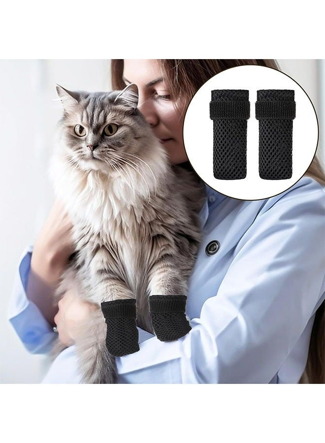 ZVEV Cat Boots, 4 Packs cat claw covers, Black Anti Scratch Cat Mittens, Breathable Mesh Cat Foot Covers, Adjustable Cat Claw Protectors for Indoor Cats Pet Bathing Cutting Nails - Image 5