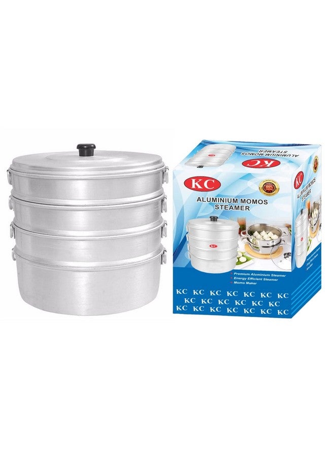 KC Aluminium Momos Steamer 4 Tier | Capacity 5 Liters | Diamm: 8 Inches, Silver - Image 4