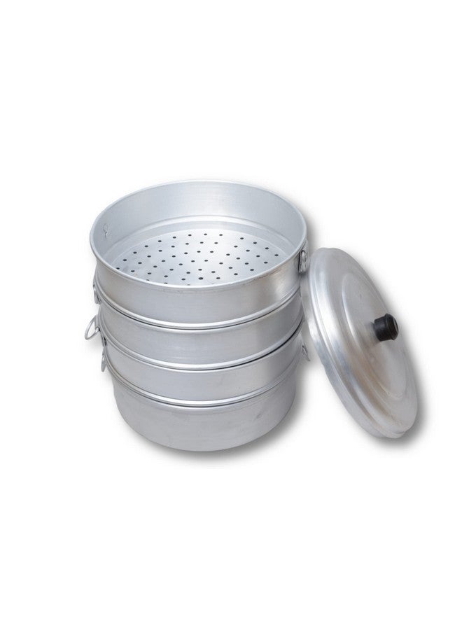 KC Aluminium Momos Steamer 4 Tier | Capacity 5 Liters | Diamm: 8 Inches, Silver - Image 3