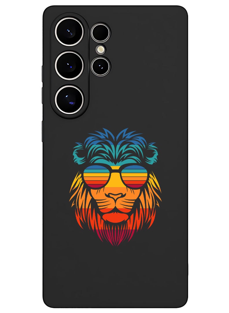 Theodor Protective Slim Fit Case Liquid Silicone Cover with Full Body Protection Anti-Scratch Shockproof Case For Samsung Galaxy S25 Ultra (Black) - lion - Image 1