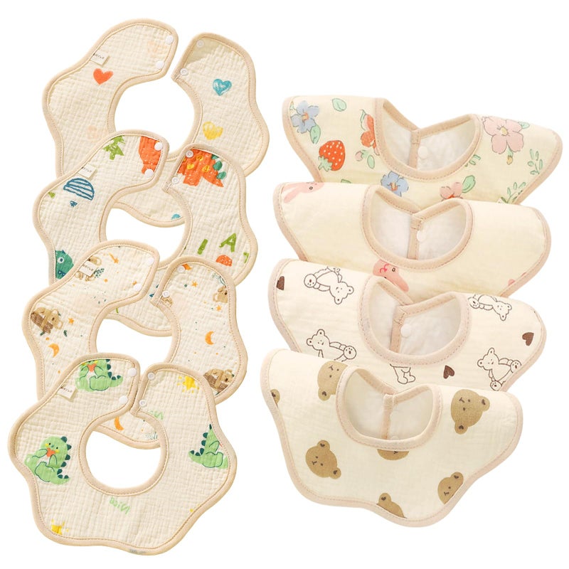 MUSBUY Baby Bibs Muslin Drool Teeth Drooling Teething Bibs for Baby Girl Boy Muslin Cotton Absorbent Soft Breathable - Image 1