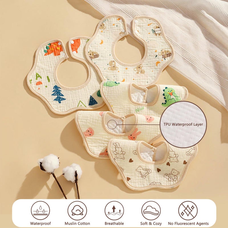 MUSBUY Baby Bibs Muslin Drool Teeth Drooling Teething Bibs for Baby Girl Boy Muslin Cotton Absorbent Soft Breathable - Image 2