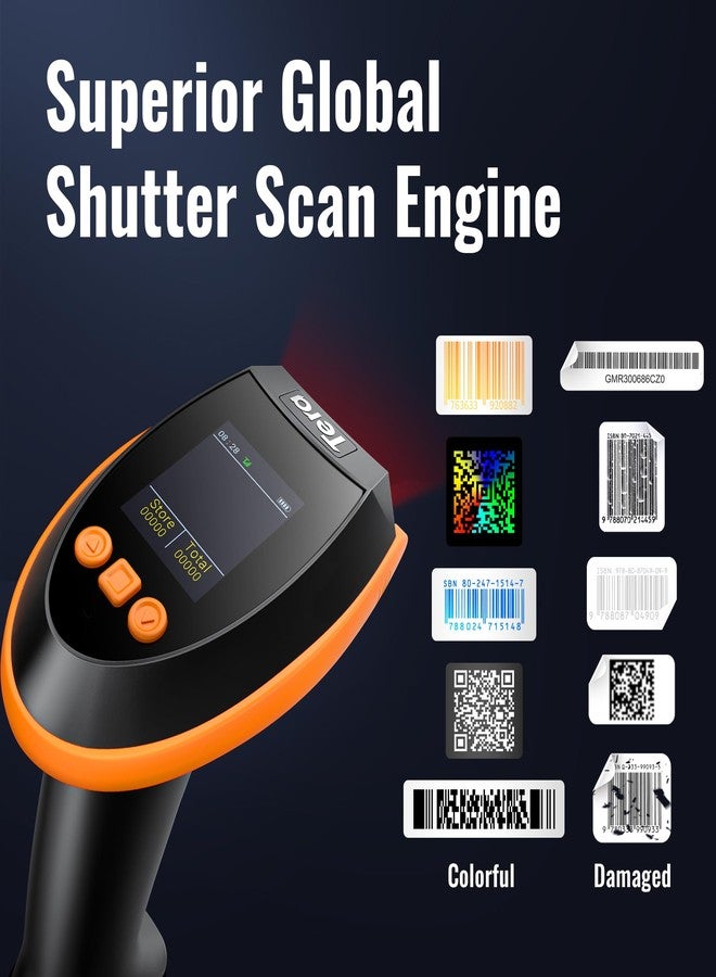 Tera Barcode Scanner Wireless with Screen: Pro Version 1D 2D QR with Setting Keypad Charging Cradle Works with Bluetooth 2.4G Wireless USB Wired Handheld Bar Code Reader HW0009 - Image 4
