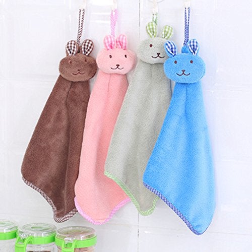 Magnusdeal Cartoon Hanging Hand Towel for Home Kitchen Bathroom Office Microfiber Absorbent Cute Cartoon Expression Hand Towel for Kitchen and Bathroom (1 Pc) (Random) - Image 4