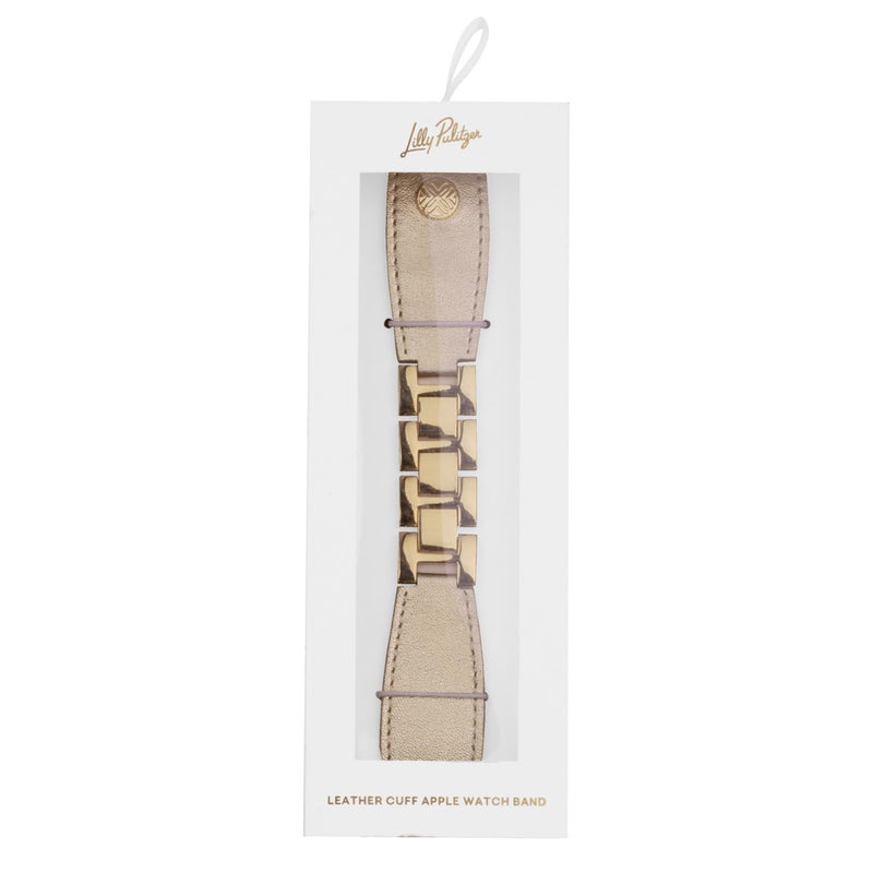Lilly Pulitzer Leather Watch Band Sized to Fit 38mm, 40mm, 42mm, and 44mm Smartwatches, Compatible with Apple Watch Series 1-6 and SE, Fruity Flamingo, Gold - Image 5