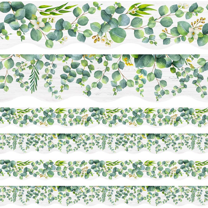 59ft Eucalyptus Boho Border Trim Bulletin Board Classroom Bulletin Wall Decor Trim Border Decor Wall Decals Tropical Leaves Greenery Wal Decoration Green Vintage Style