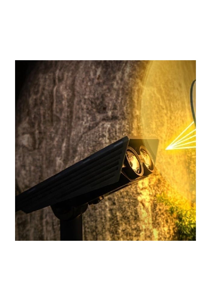 Solar Spot Lights Outdoor with 2 LEDs, IP65 Waterproof 2-in-1 Landscape & Wall Mount Lights, 3 Lighting Modes for Garden, Tree, Yard, Patio & Pathway (WARM WHITE) - Image 2