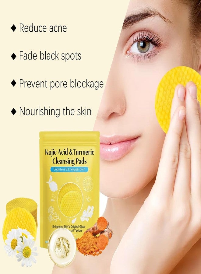 Clefairy Turmeric Kojic Acid Pads, Turmeric Kojic Acid Cleansing Pads, Helps Balance Skin Oil And Water Exfoliating, Acne Scars, Unclog Pores - Image 5