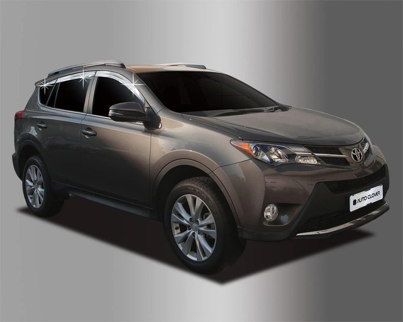 AUTO CLOVER AUTOCLOVER Tape-On Rain Guards Window Visors 6 Pcs Set for Toyota Rav4 2013 2014 2015 2016 2017 2018 / Window Deflectors, Out-Channel Vent Shades (Chrome) - Image 4