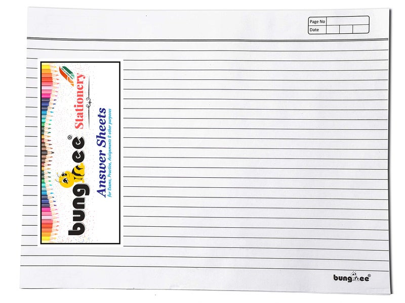 Bungbee Answer Sheets for Exam practice CBSE ICSE DU - 200 Ruled Pages / 100 Sheets / 50 Joint Sheet without Fold - No Margin, No Hole for Tag - Image 1