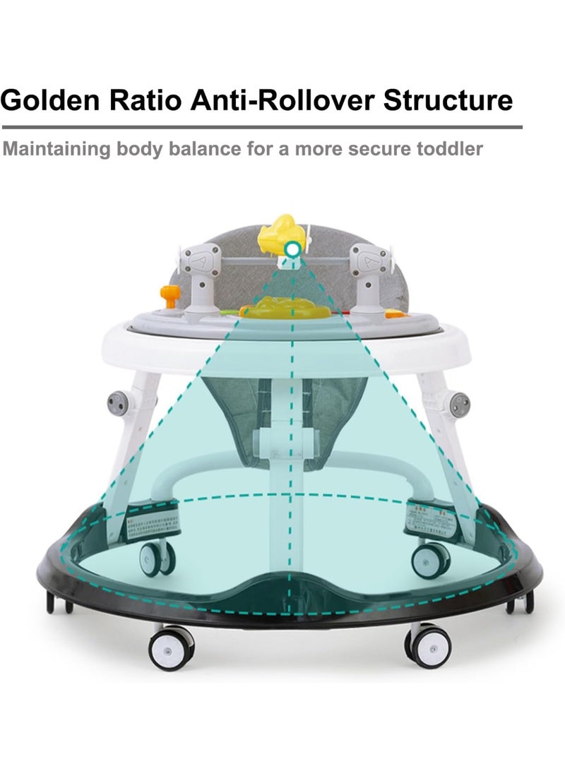 Gonice Baby Walker With Adjustable Height, Foldable, Foot Pads for Boys Girls, Walker and Bouncer Combo, 6-18 Months (Grey) - Image 3