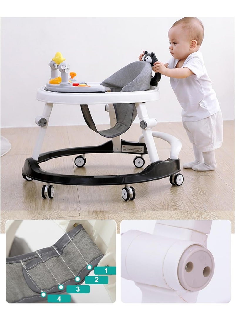 Gonice Baby Walker With Adjustable Height, Foldable, Foot Pads for Boys Girls, Walker and Bouncer Combo, 6-18 Months (Grey) - Image 4
