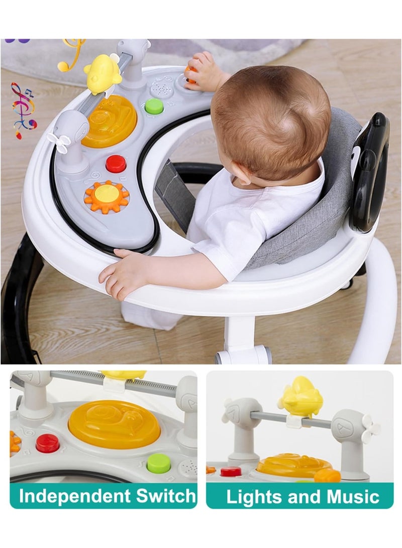 Gonice Baby Walker With Adjustable Height, Foldable, Foot Pads for Boys Girls, Walker and Bouncer Combo, 6-18 Months (Grey) - Image 5