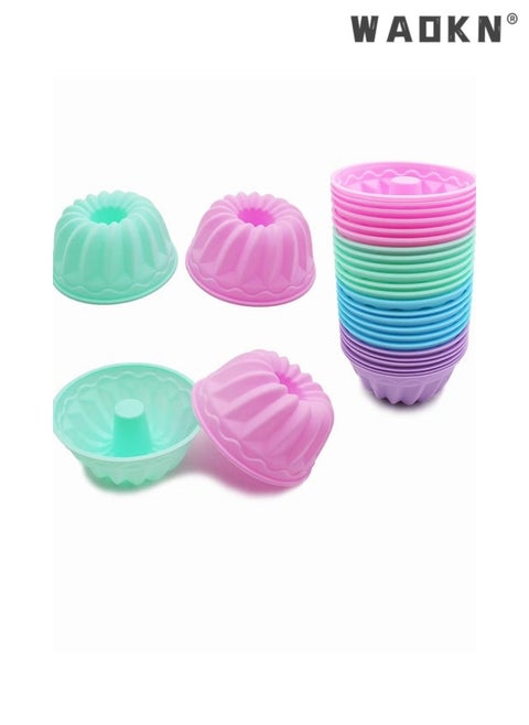 12 PCS Silicone Cake Cups,Pumpkin Shape Silicone Baking Cake Moulds, Nonstick Cupcake Liners,Fancy Dessert Tray Jelly and Muffin Holders,Cake Donuts Moulds,Pumpkin Cake Cups(Small Size)
