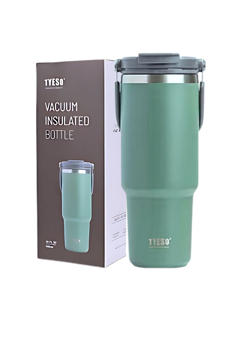 TYESO 30 oz Tumbler with Handle and Straw Lid, Insulated Stainless Steel Double Walled Vacuum Water Bottle for Office, Home, Sport or Car, Travel Mug (Forest Green) - Image 1