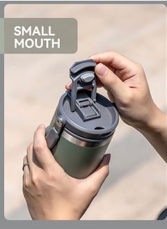 TYESO 30 oz Tumbler with Handle and Straw Lid, Insulated Stainless Steel Double Walled Vacuum Water Bottle for Office, Home, Sport or Car, Travel Mug (Forest Green)  - Image 4