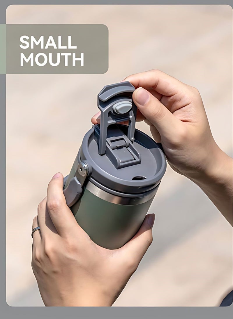 TYESO 30 oz Tumbler with Handle and Straw Lid, Insulated Stainless Steel Double Walled Vacuum Water Bottle for Office, Home, Sport or Car, Travel Mug (Forest Green) - Image 4