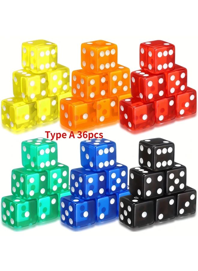 ستايل أيه 36 قطعة مجموعة نرد أكريليك ملون بزاوية قائمة لحفلات ألعاب الطاولة - Image 1