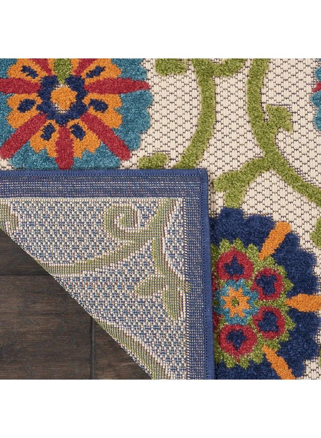 Nourison سجادة داخلية وخارجية متعددة الألوان زرقاء 2'3" × 8' سهلة التنظيف وغير متساقطة مناسبة لغرفة النوم وغرفة المعيشة وغرفة الطعام والفناء والحديقة (2X8) - Image 5