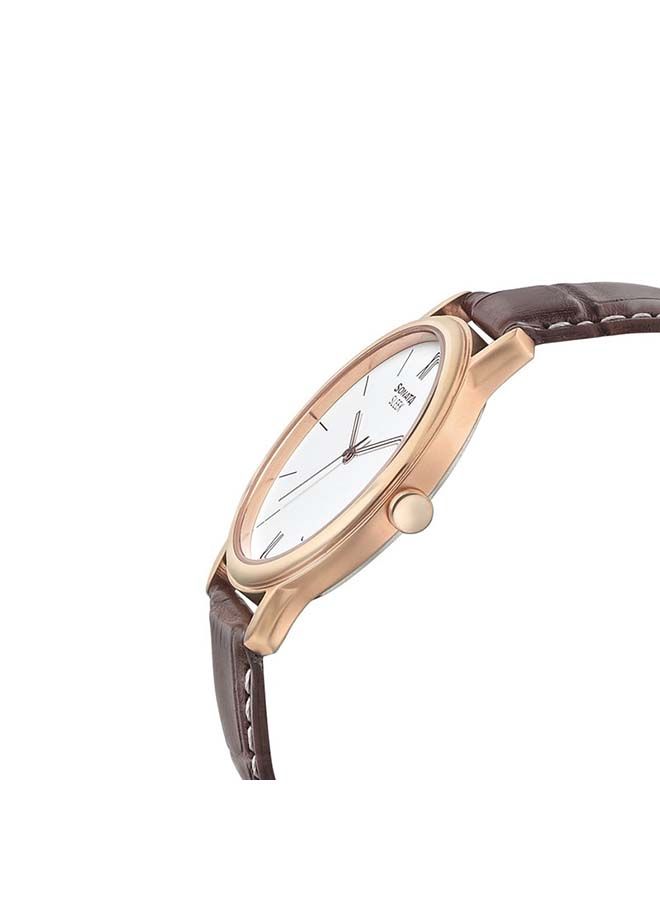 سوناتا ساعة يد جلدية دائرية بعقارب - Image 2