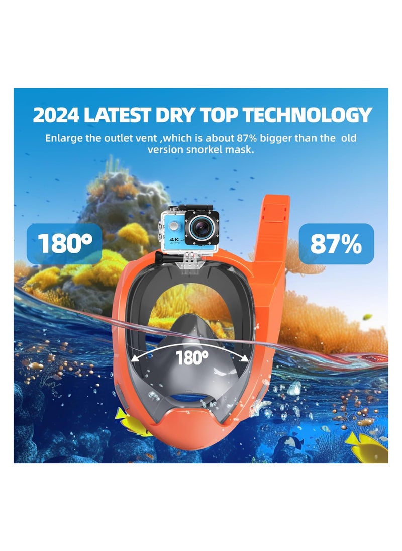 SYOSI Full Face Snorkel Mask for Adults Kids Snorkeling Gear with with Adjustable Straps Camera Mount 180 Degree Panoramic View Snorkel Set Anti-Fog Anti-Leak Dry Top Set for Beginner  - Image 3