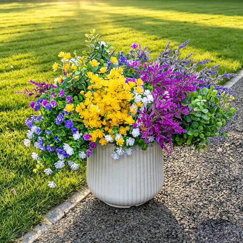 CLEANGOR 14 Bundles Artificial Flowers for Outdoors, UV Resistant Artificial Outdoor Plants, Faux Plants for Spring Summer Garden, Porch, Window Box, Hanging Planters, Home Wedding Farmhouse (Mix) - Image 1