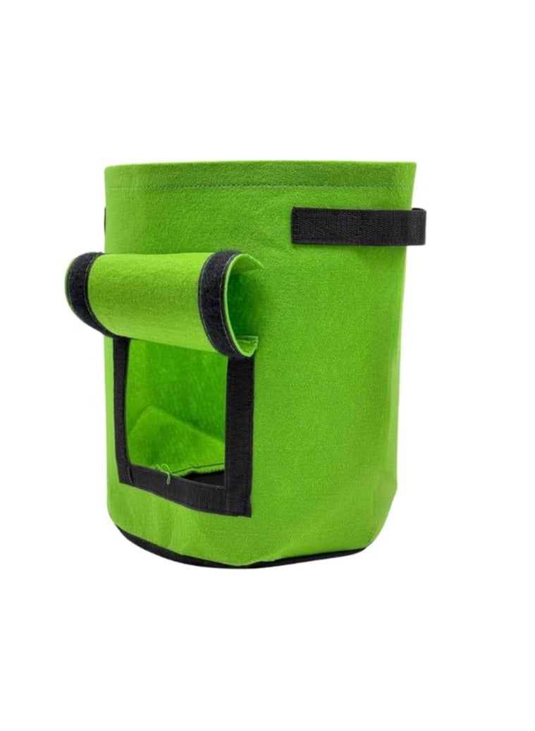 Generic Non Woven Round Fabric Grow Bags Potato, Colour - Green, Dimension: 30 CM Dia X 35 CM Height with Flap Opening, Volume - 7 Gallon, Suitable For Potatoes  - Image 1