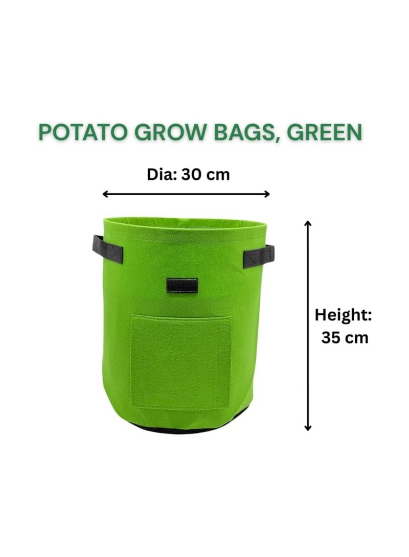 Generic Non Woven Round Fabric Grow Bags Potato, Colour - Green, Dimension: 30 CM Dia X 35 CM Height with Flap Opening, Volume - 7 Gallon, Suitable For Potatoes  - Image 2