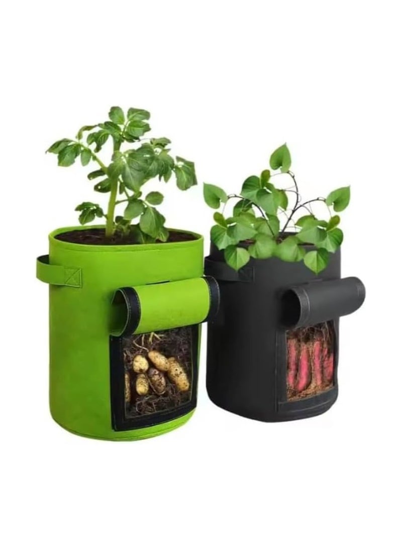 Generic Non Woven Round Fabric Grow Bags Potato, Colour - Green, Dimension: 30 CM Dia X 35 CM Height with Flap Opening, Volume - 7 Gallon, Suitable For Potatoes  - Image 3