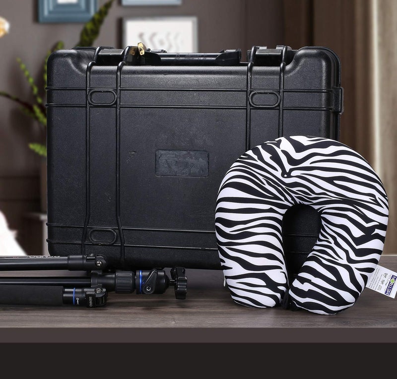 Metron- Zebra Print Dual Comfort Micro Beads U Shaped Travel Pillow Airplane Car Bus Comfort Head Support Neck & Cervical Pillow - Image 2