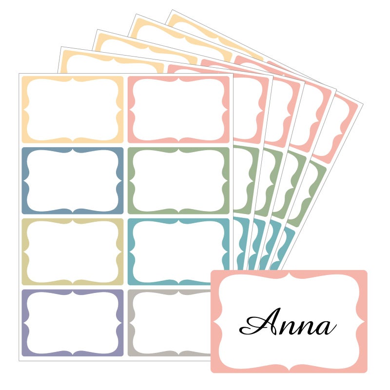 Starboling Name Tag Stickers, 200 Pcs 3"x2" Multicolor Plain Labels With Colorful Border for Office, Meeting, School and Home - Image 1