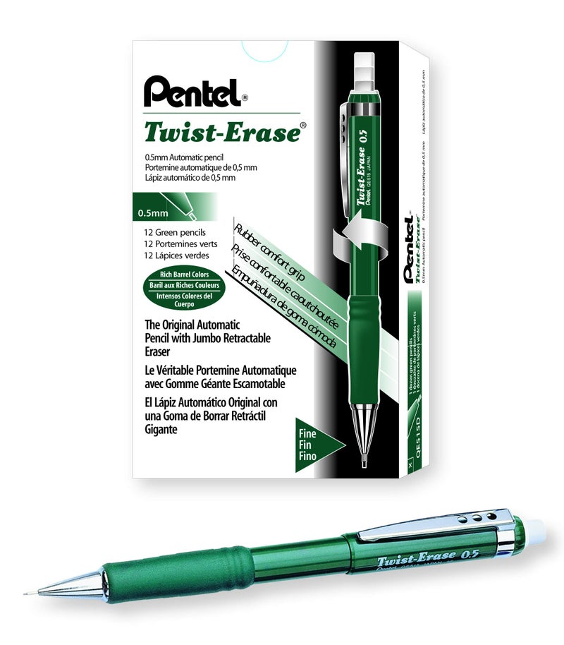 Pentel Twist-Erase III Mechanical Pencil (0.5mm), Green Barrel - Image 5