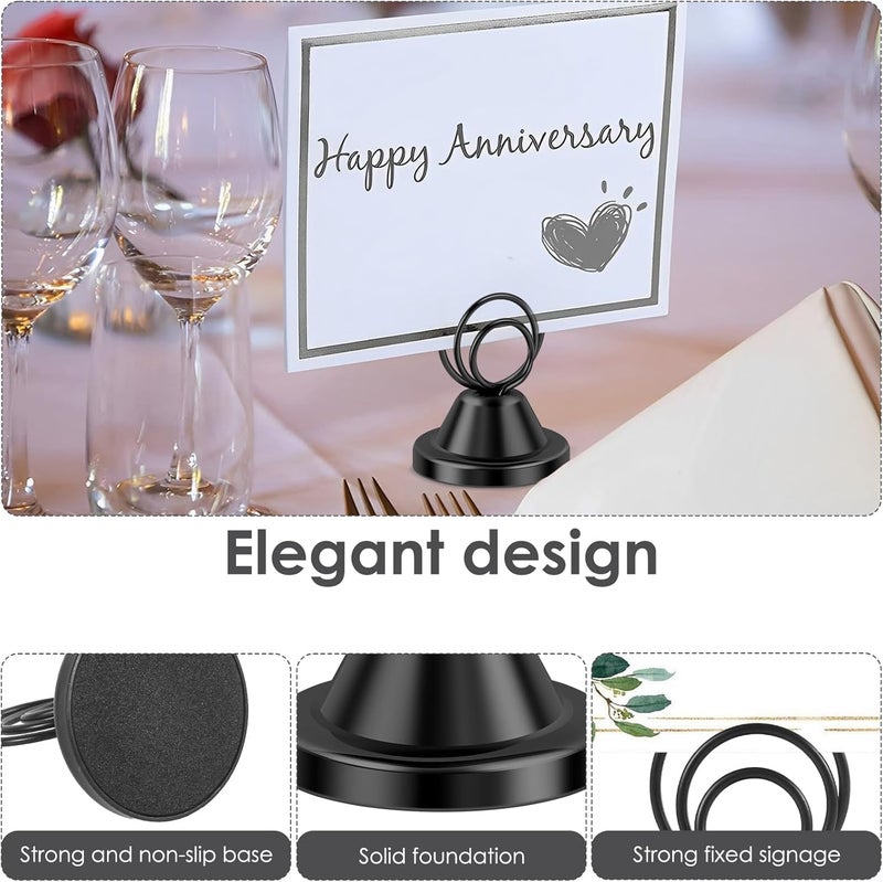 windforgecraft 12 Pcs Table Number Holders,Place Card Holders,Small Table Card Holders,Display Holders for Wedding Table Numbers,Photo Holders for Centerpieces, Wedding Reception, Party, Birthday (Black) - Image 4